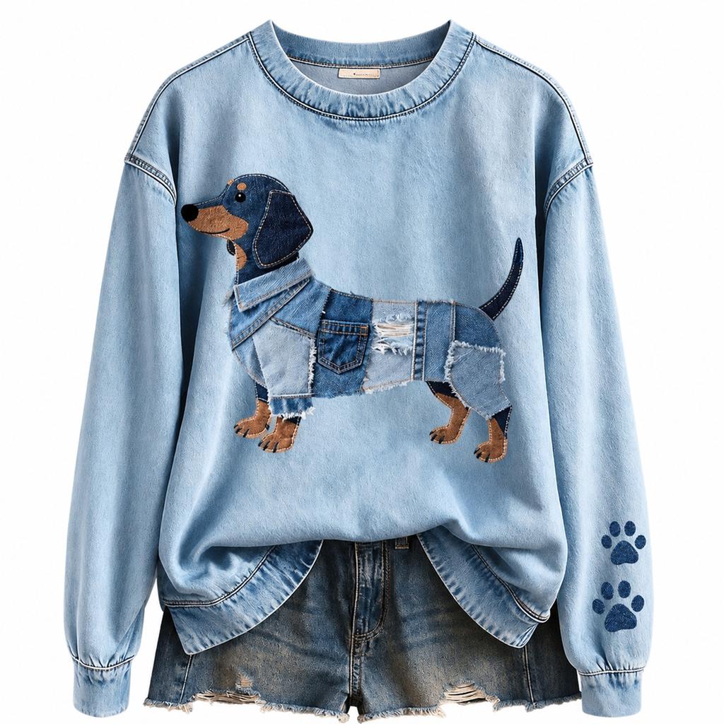 Felpa girocollo da donna con stampa animalier, vestibilità larga, pullover casual