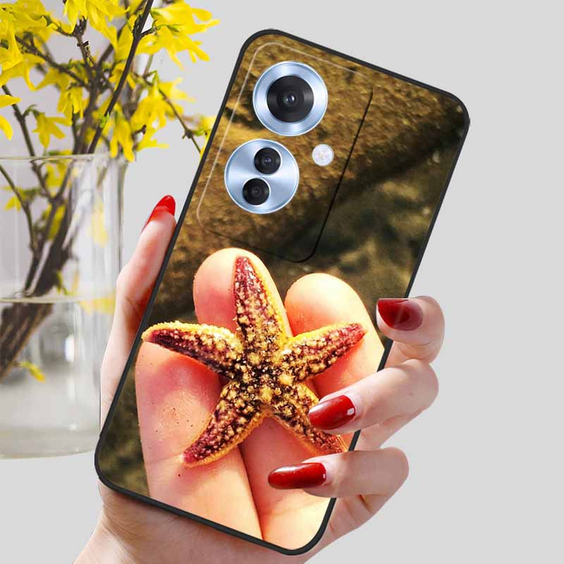 Phone Cover for OPPO Reno11 F 5G Case Black Silicone TPU Fashion Marble Print Shells for Oppo Reno 11F Protective Capa Soft Bags