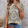Fashion Women Retro Geometry and Leopard Pattern Patterns Print T Shirt Funny Casual O-neck Short Sleeves T-shirt Summer Female Tee Shirt