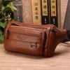 Men Waist Fanny Bags Sling Chest Bag Genuine Leather Casual Fashion Retro Cross body Male Real Cowhide Loop Hip Belt Bum Bag