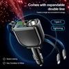 6-in-1 Car Charger with Retractable Type C ios Cable Cigarette Lighter Power Adapter PD USB Phone Charger with Voltage Display