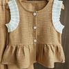 Koreanische Version Kinderkleidung Mädchen Blau Imitation Denim Anzug Sommer Ärmelloses Oberteil + Weite Hose Zweiteiliges Set