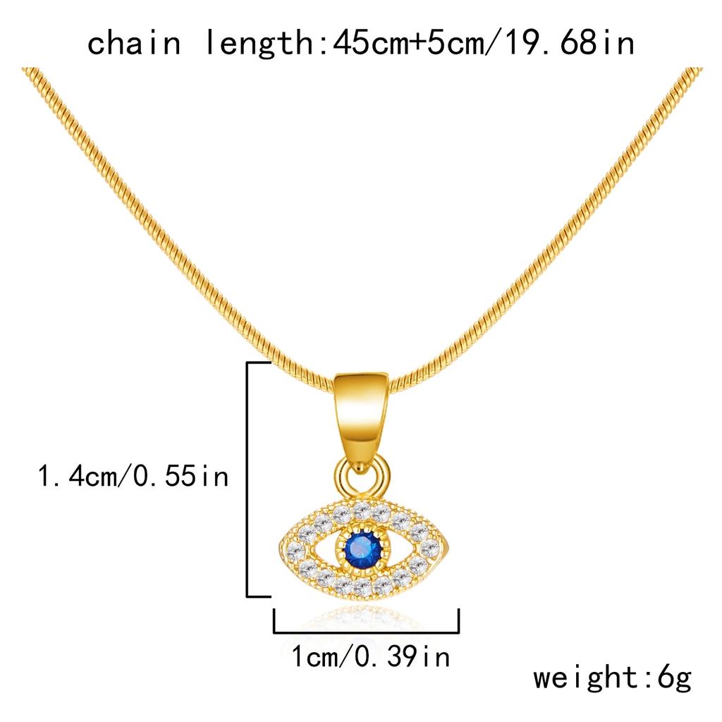 Blue Zircon Lucky Evil Eye Pendant Necklace for Women Fatima Hand Turkish Eye Clavicle Chains Female Choker Wedding Jewelry Gift