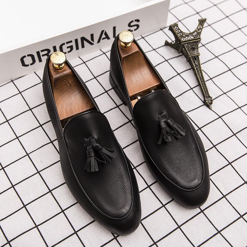 

Spring and Autumn Men s Low-top Business Casual Fashion Foot Glove Tide Shoes Korean Version Soft Leather Soft Sole One Pedal Leather Shoes 38