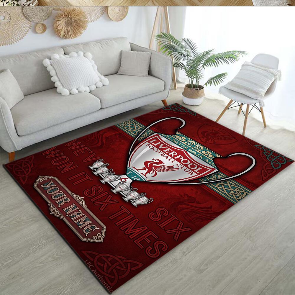 Liverpool Fc Customized Name Floor Rug Office Rug Design For Playrooms Dormitory Entryway Living Rooms Antislip Rug Anime Office Decor
