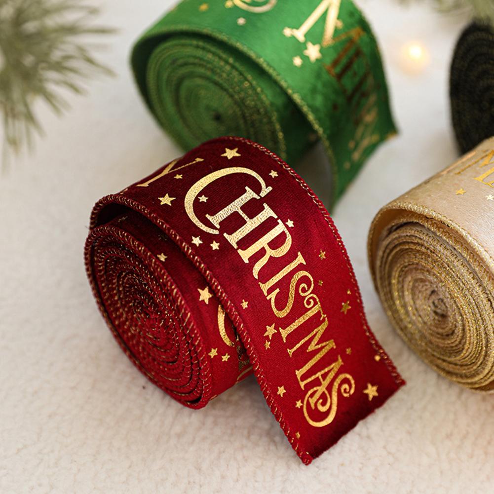 Shimmery Foil Christmas Ribbon Gold Elegant Satin Ribbon Gift Wrapping/Christmas Tree/Garland Decor Wrapping & Crafting Decoration Ribbon