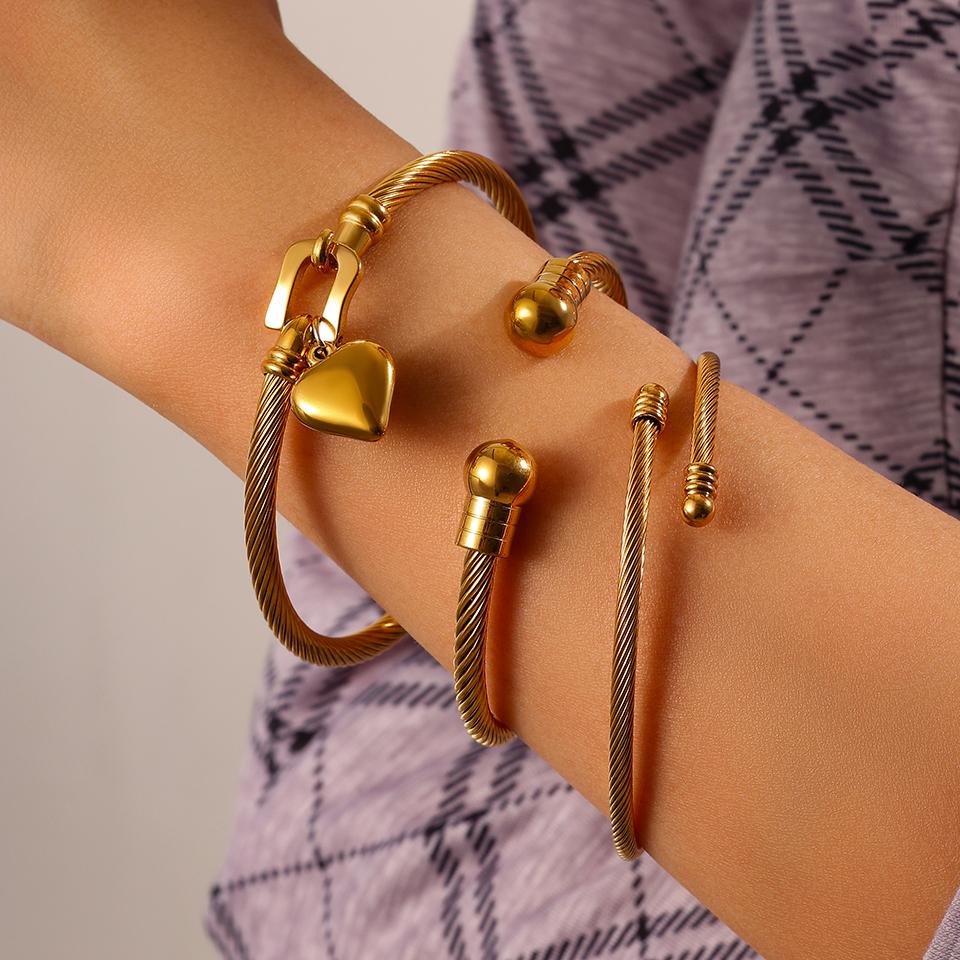 RAKOL  New Retro Romantic Love Stainless Steel Bracelet Set Is Suitable For Women's Travel, Party, Banquet Fashion Jewelry