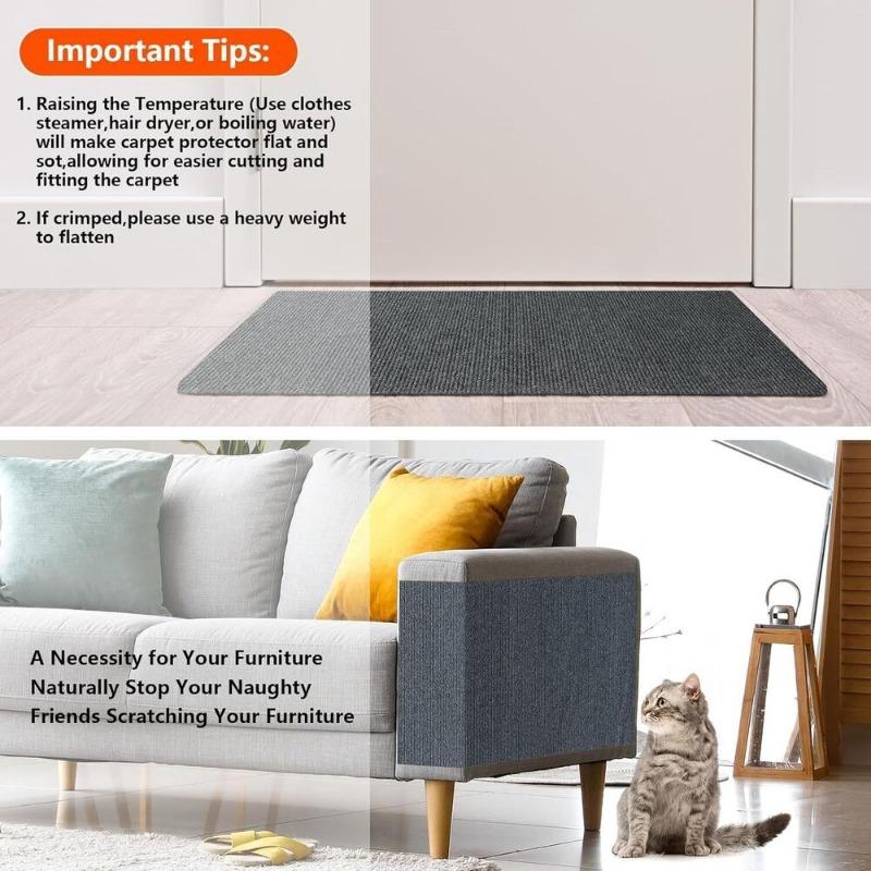 Cat Scratching Mat Cat Carpet with Self-Adhesive Trimmable Pet Scratching Post Carpet Anti Cat Scratch Furniture Sofa Protector