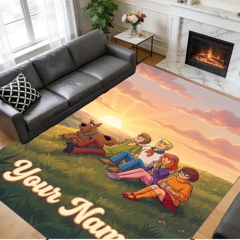 Crystal Velvet Rug Custom Name Text, Soft Non Slip Floor Mat Home DecorScooby-Doo