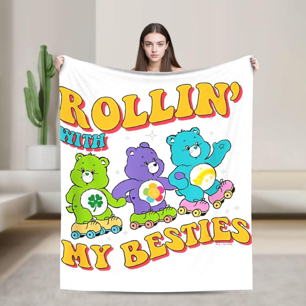 Pile Collage Of Care Bears And Cousins Blanket Flannel  Soft Throw Blankets for Outdoor Travel Bedspread
