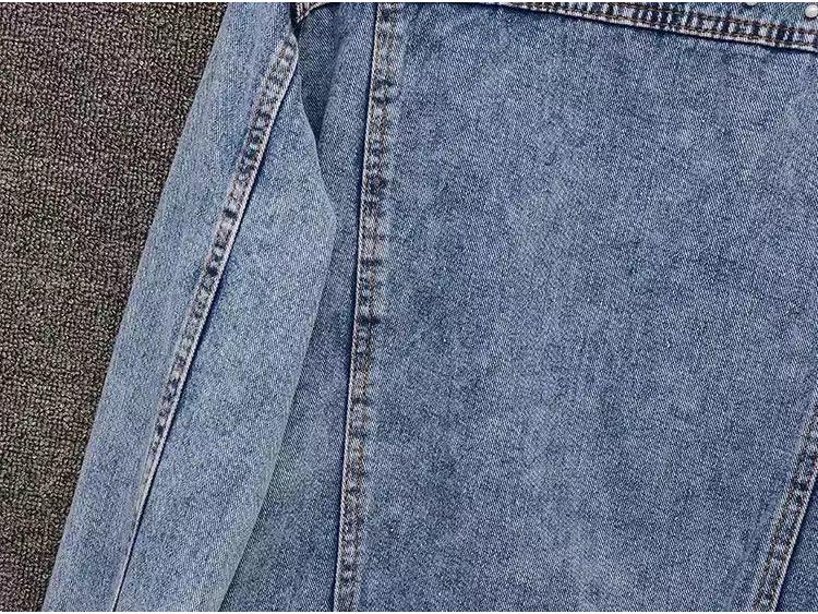 Plus Size Beaded Denim Jacket - Korean Style, Spring/Autumn Fashion for Women