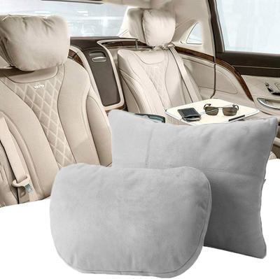 Kwak's Headrest Lumbar Cushion Set Maybach Design S Class Soft Car Pillow (Gray)