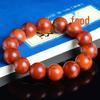 Men's and Women's Matte Natural Southern Red Agate Beaded Bracelet - Rose Flame Red, Certified Birthday Gift Jewelry.