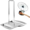 Stainless Steel Pot Lid Holder Countertop Organizer with Removable Drip Tray