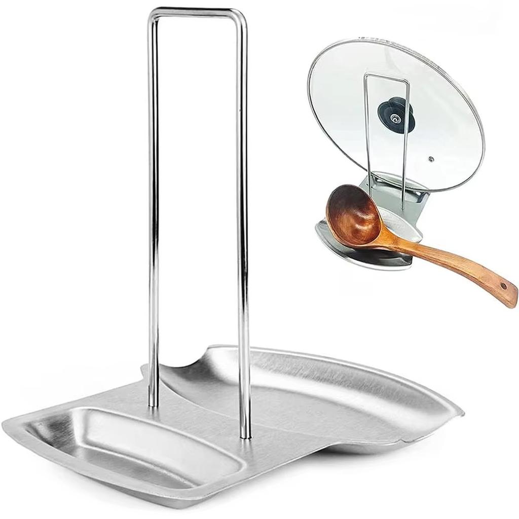Stainless Steel Pot Lid Holder Countertop Organizer with Removable Drip Tray