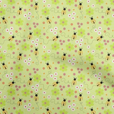 Bavlna Flex Limetkově Zelená Látka Pták Beruška DIY Oblečení Prošívací Látka Tištěná Látka Na Metráž 40 Palců