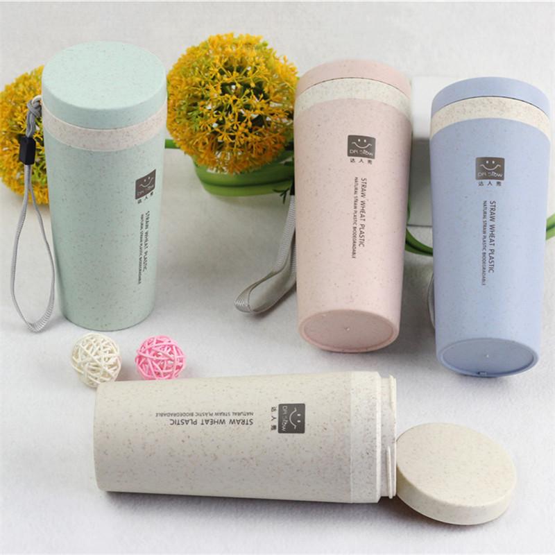 Travel Mug Thermo Bottle Office Coffee Tea Wheat Pattern Bottle Plastic Cups