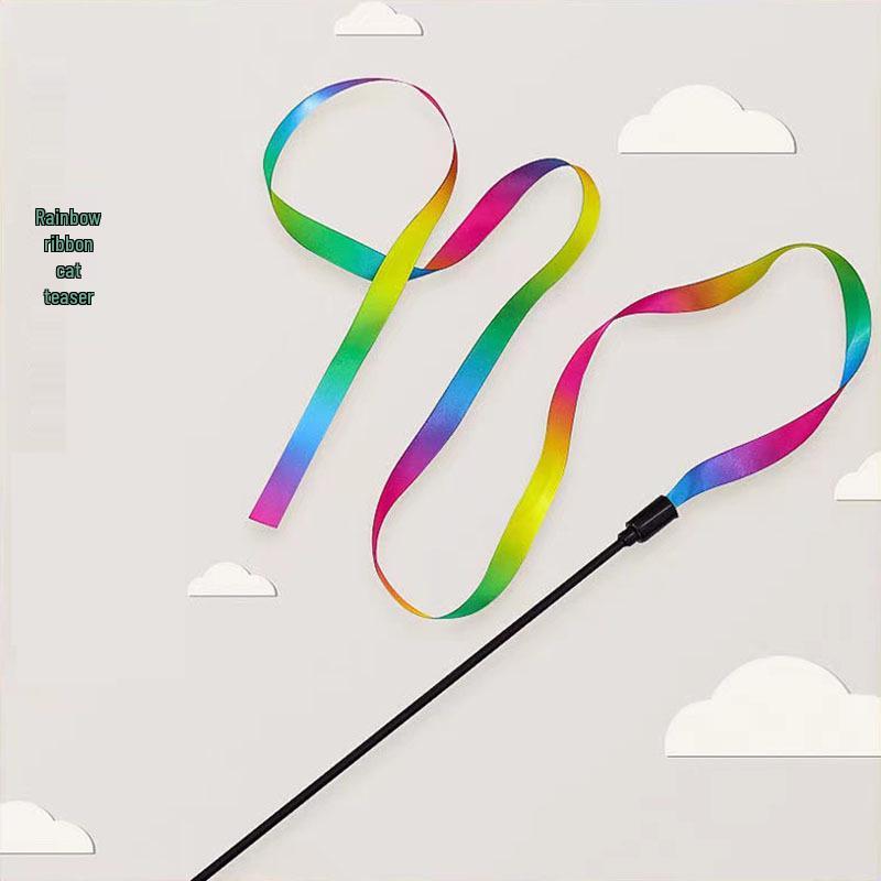 

Двусторонняя радужная лента, кошачья дразнилка - Интерактивная, красочная игрушка для саморазвлечения кошек Rainbow Teasing Rod 120cm