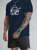 Mens Crew Neck T Shirt Laughing Buddha Playing Guitar Line Art Graphic Short Sleeve Casual Cotton Music Lover Streetwear Tees