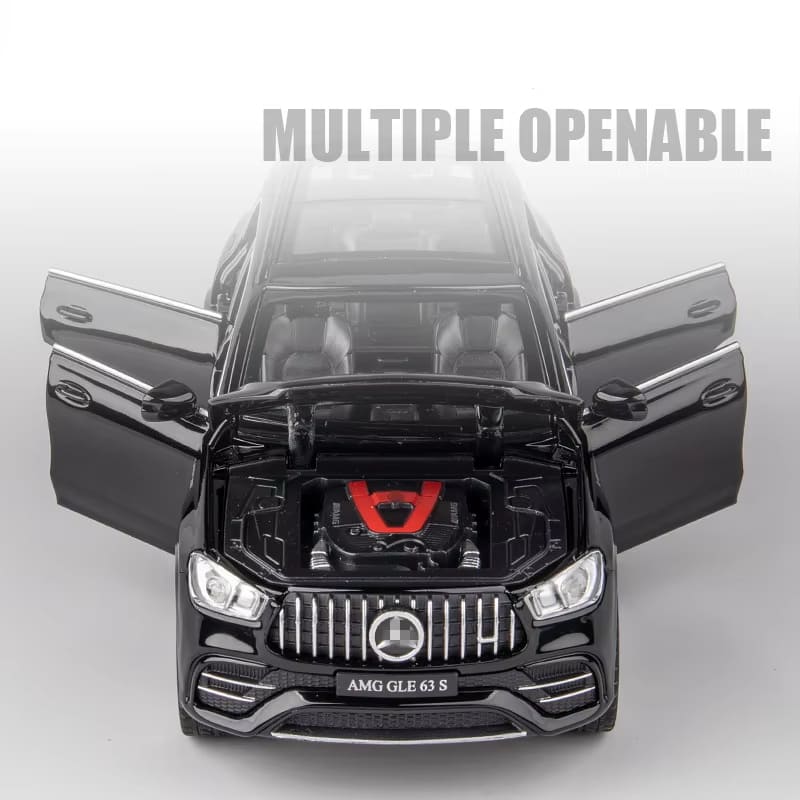 New 1:32 GLE 63S SUV Alloy Car Model Die-cast Metal Toy Off-road Car Model High Simulation Sound and Light Pull Back Collection Children Boy Gift