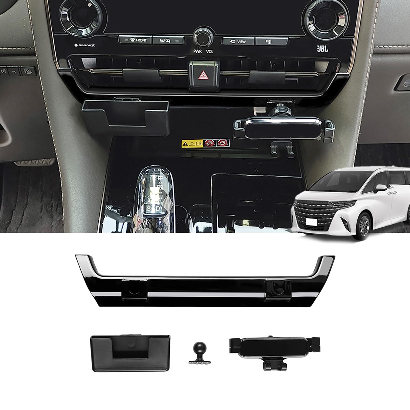 

Temiry Держатель для смартфона с чехлом в воздуховоде кондиционера Toyota Alphard 40 серии, Чехол для центрального воздуховода кондиционера с 3D консольным хранилищем Alphard 40 чёрный