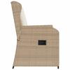Garden Chairs with Cushions 2 Pcs. Adjustable Beige Poly Rattan