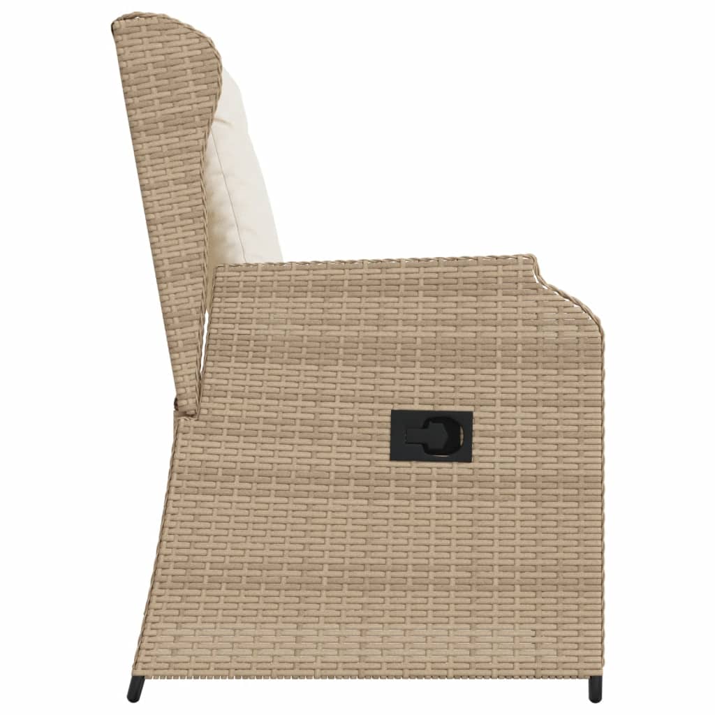 Garden Chairs with Cushions 2 Pcs. Adjustable Beige Poly Rattan
