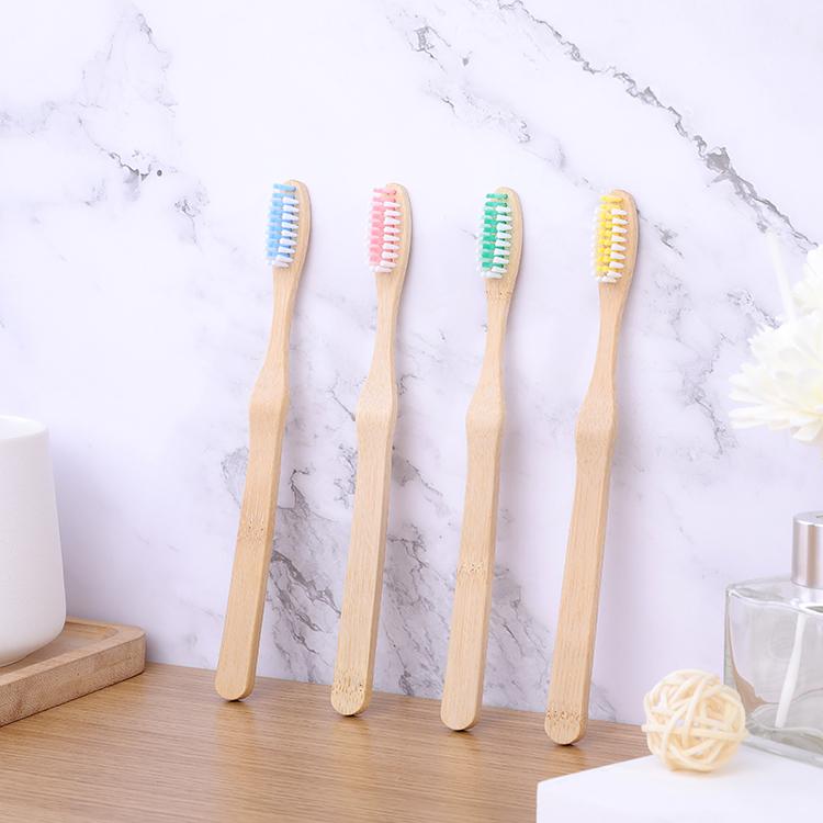 BPA-Free Personalized 100% Biodegradable Eco Friendly Cheap Flat Medium Bamboo Toothbrush Cepillo Dental Bambo Set