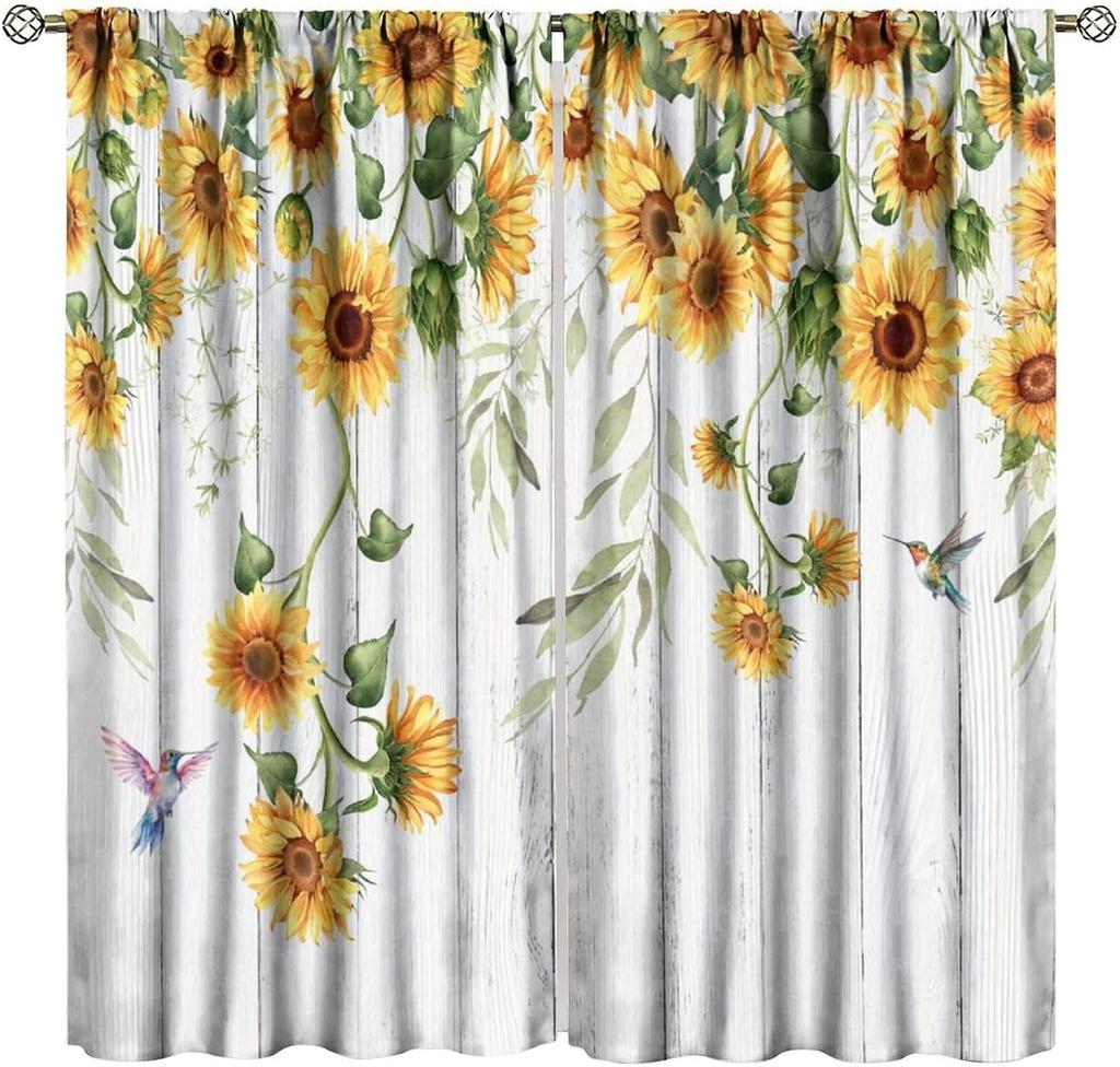 Verdunkelnde Sonnenblumen-Vorhänge Lustiger Gelber Ton Geometrie Wabenmuster Floral Nahtloses Muster Fensterdekorationen Vorhang Modern Polyester Mit Stange