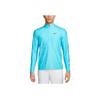 Nike Solid Color Brand Logo Stand Collar Half-Zip Long Sleeve Raglan T-Shirt Men Tops Blue DR5281-416