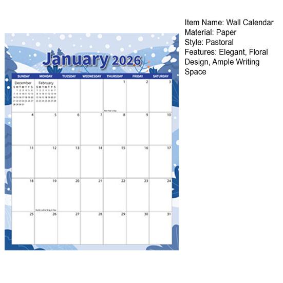 Magnetic Wall Calendar Floral Design 2026 Monthly Overview Planner Thick Paper Ample Writing Space Calendar Home Office School Kitchen Decor
