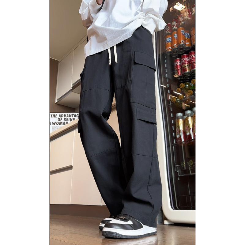 Men's clothing, trendy brand tooling casual pants men's spring new loose retro multi-pocket design trousers