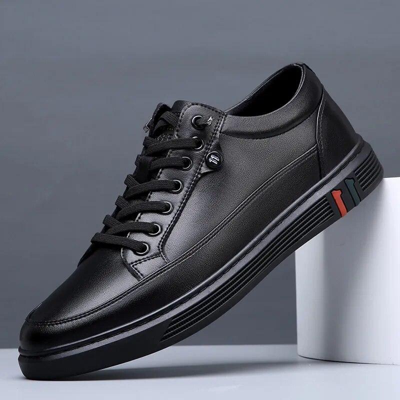 Chaussure en Cuir Habillé de Costume d'affaire Commercial Automne Hiver Homme Chaussure de Ville a Lacet de Travail Antidérapant Fourrure Interne Noir 45