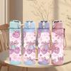 1PC Pink Bow Butterfly Decoration Print 750ml Color Plastic Sports Water Bottle Leakproof Flip Straw Lid Suitable for Sports Office Home Use