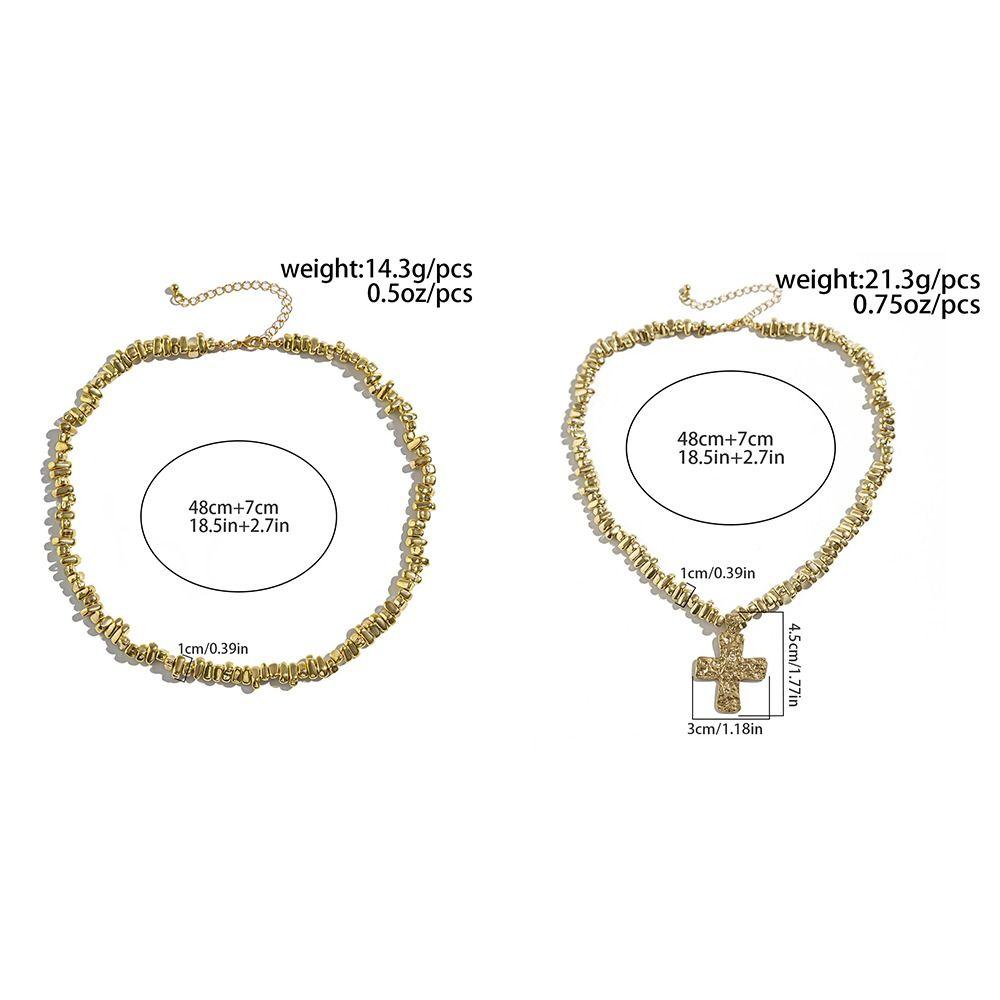 Irregular Cross Pendant Choker Creative Collarbone Chain Simplicity CCB Beads Chain  Men