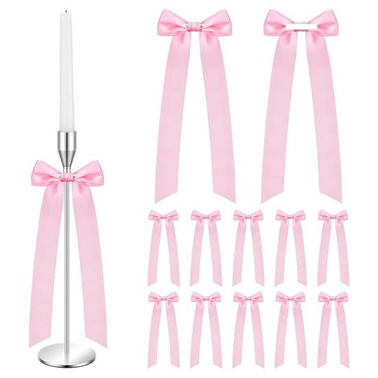 12 шт. Прикраси-бантики для свічників 13 дюймів Самоклеючий великий бант зі стрічки для свічника, подарункової упаковки, весільного столу, центральні елементи