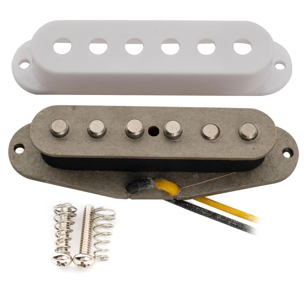Musiclily Pro ST-FAT50S Staggered Alnico 5 Single-Coil Middle Pickup for Strat Electric Guitar, White