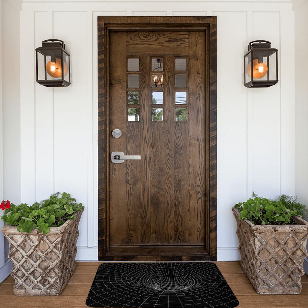 Grid Wormhole Floor Door Kitchen Bath Mat Anti-Slip Indoor Geometric 3D Vortex Doormat Living Room Entrance Rug Carpet Footpad