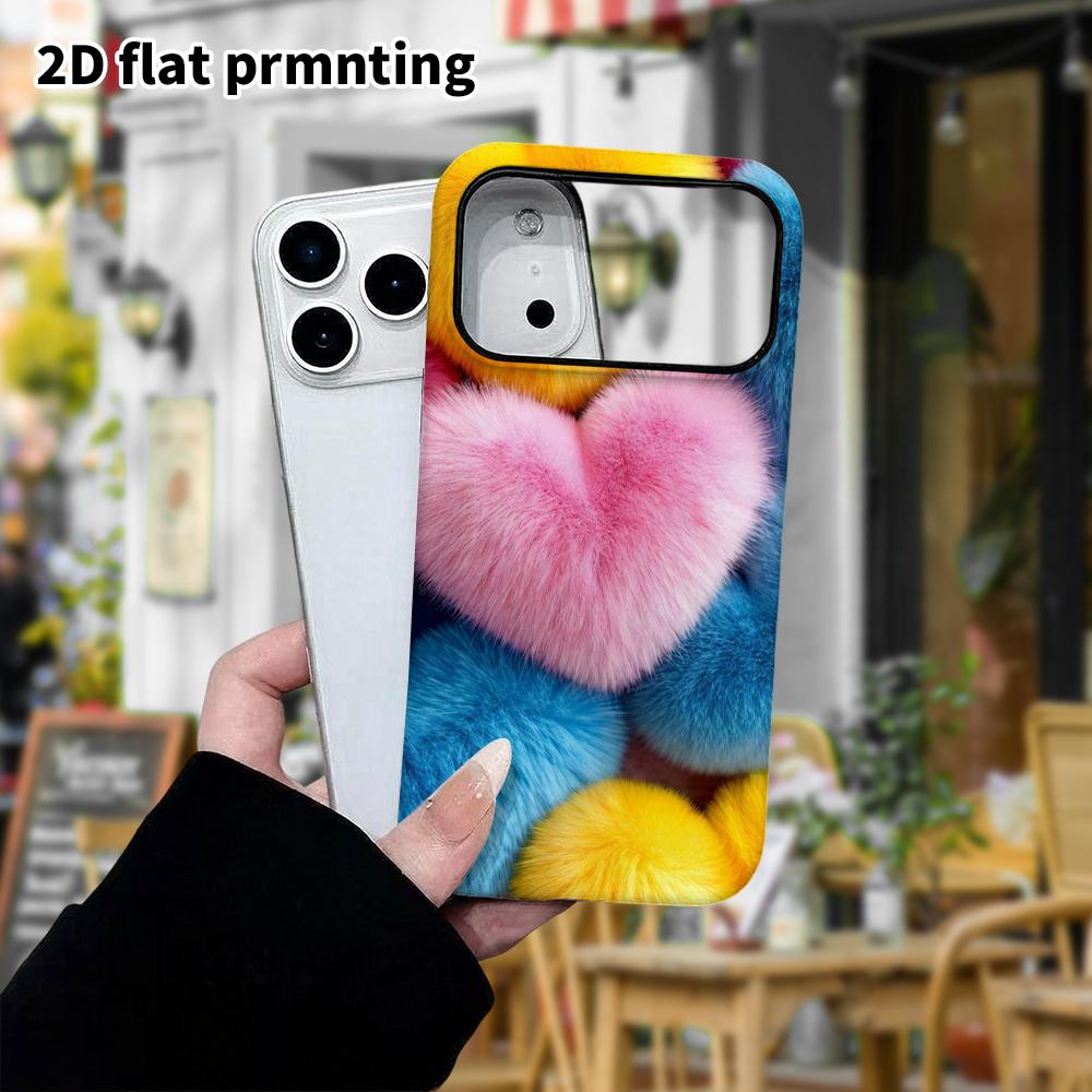 Phone Case: 2D Flat, Suitable for iPhone 18, 17, 16, 15, 14, 13, 12Pro Protective Case, Colorful Hearts, Perfect Christmas and Halloween Holiday Gift