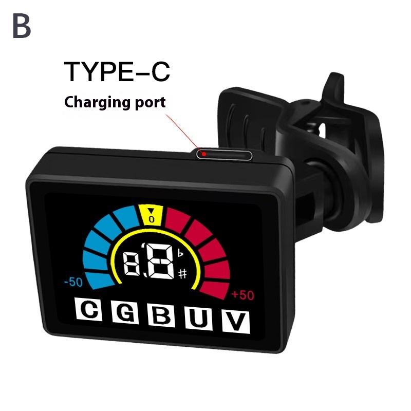 Clip-on Tuner Guitar Tuner USB Charging Color LCD Display Screen Guitar Tuner Tunning For Acoustic Electric Guitar Bass