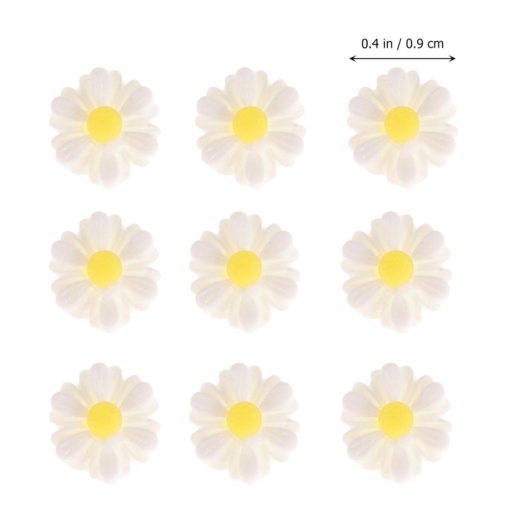20Pcs 9Mm White Plastic Flower Beads Daisy Accessories for Handmade Jewelry Pendants Charms Resin Art Craft DIY Decorations