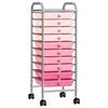 VidaXL Mobile Storage Cart with 10 Drawers Rose Shadow Plastic