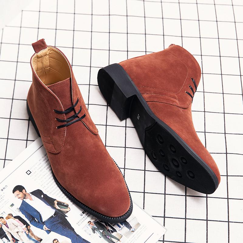 New Chelsea Boots Men Classic Boots Male Fashion Shoes Men Lace-up Casual Botas Black Brand Men Casual Shoes British Style Retro