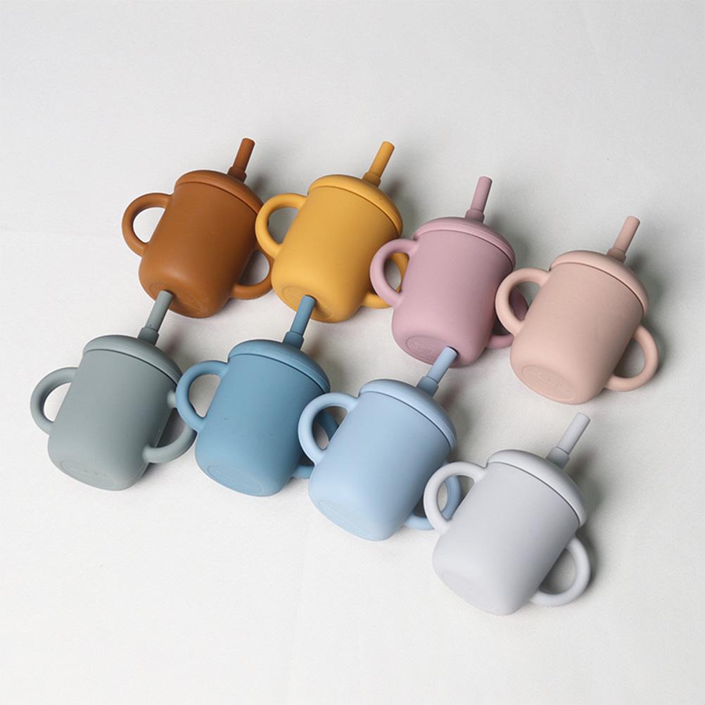 150ML Baby Cup Silicone Training Cup Sippy Cup with Straw Non Slip Handles Unbreakable Heat