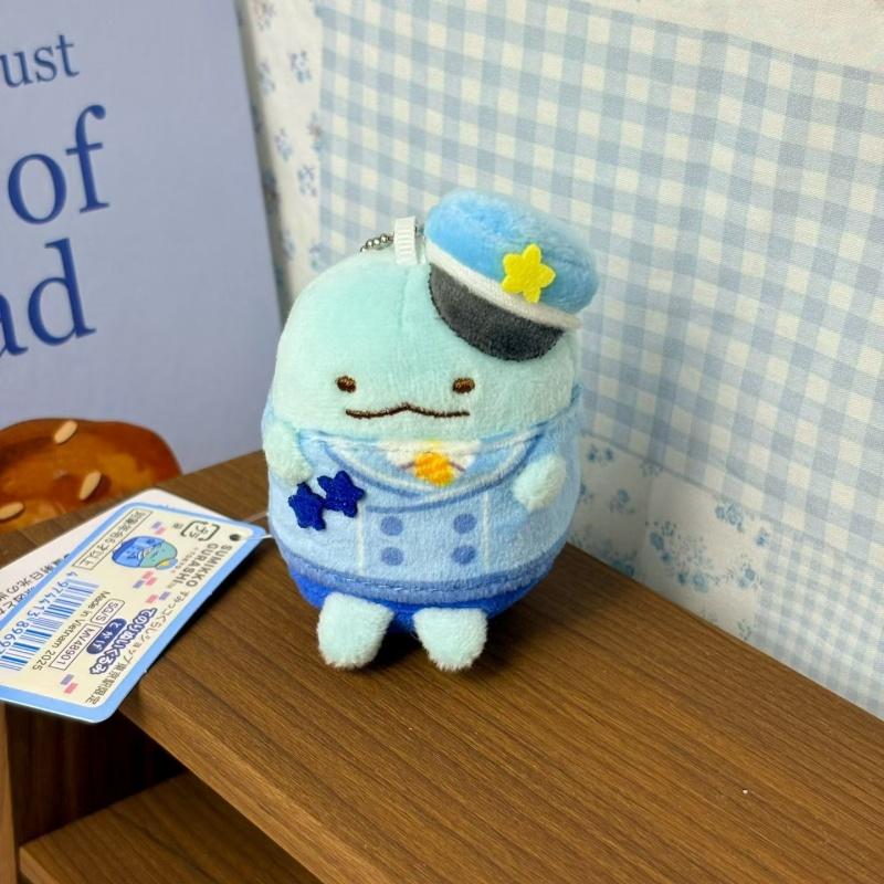 NIEUWE Sumikko Gurashi Ster Treinbestuurder knuffel sleutelhanger treinuniform Shirokuma Tonkatsu Tokage Ebifurai pop rugzakbedeltje