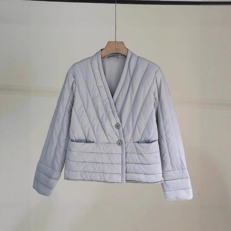 White duck down jacket women's short light and thin liner warm collar casual jacket