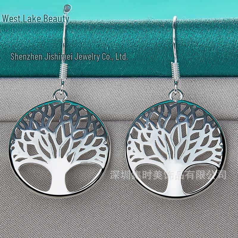 Silver Tree of Life Pendant Earrings for Women - West Lake Beauty Jewelry