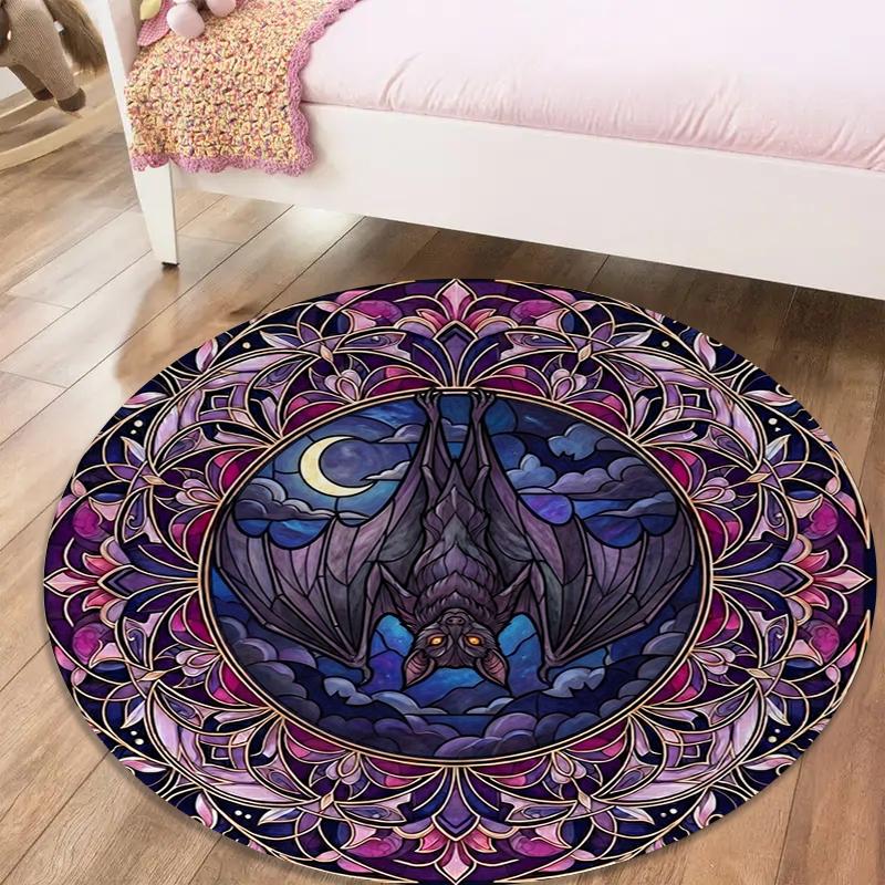 Bat Retro Round Area Rug,Carpet Rug for Living Room Bedroom Sofa Playroom Decor,Non-slip Floor Mat99
