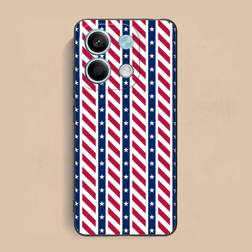 Red Blue Stripe Mobile Phone Case for Xiaomi Redmi Note 14 13 12 11 S Pro Plus 4G 5G Colorful Printing Cover Pretty Luxury Cover