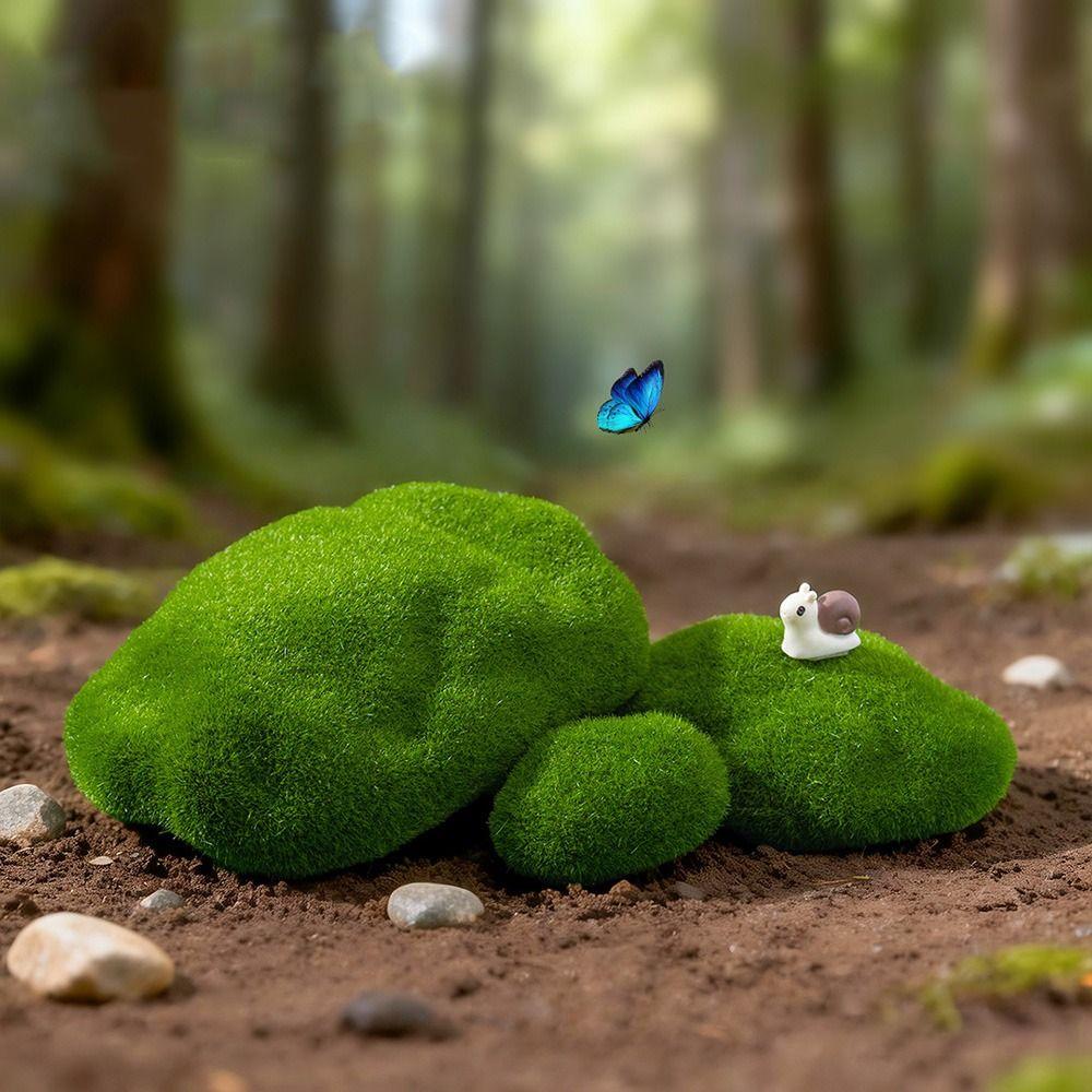 2/4/6/10PCS Flocking Foam Artificial Moss Rocks Micro Landscape Miniature Figurine  Landscape Making